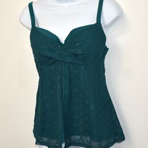 Swim Suits For All Faux Flyaway Crochet Underwire Tankini Top Size 8